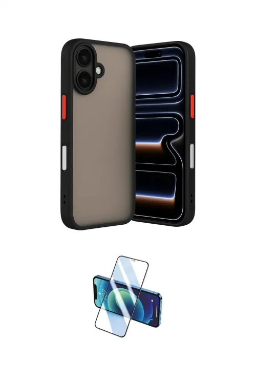 ieg™ iPhone 17 Kılıf Ahenk Çizgi Serisi - Siyah 3D Antistatik Cam Ekran Koruyucu