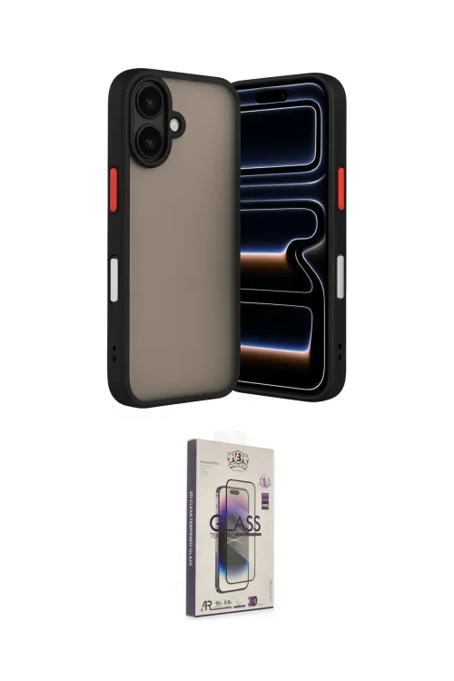 ieg™ iPhone 17 Kılıf Ahenk Çizgi Serisi - Siyah Bilvis 3D Cam Ekran Koruyucu