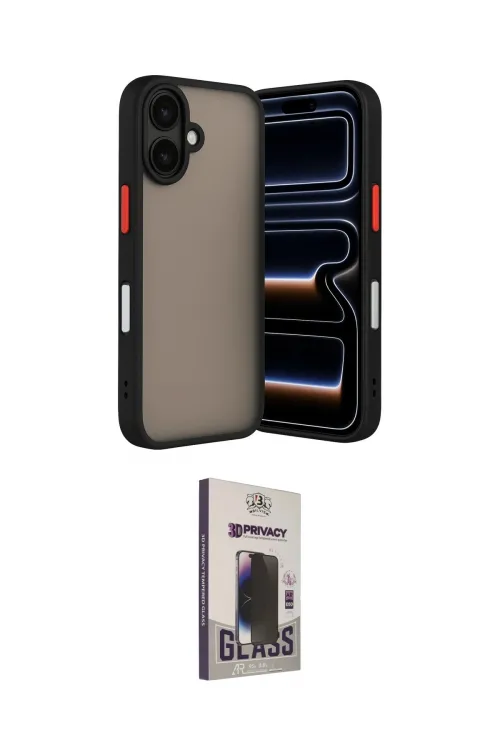 ieg™ iPhone 17 Kılıf Ahenk Çizgi Serisi - Siyah Bilvis Hayalet Cam Ekran Koruyucu