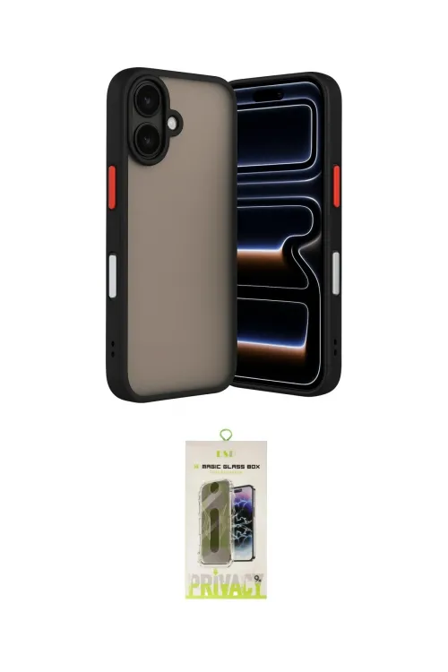 ieg™ iPhone 17 Kılıf Ahenk Çizgi Serisi - Siyah Joko Magic 5D Hayalet Cam