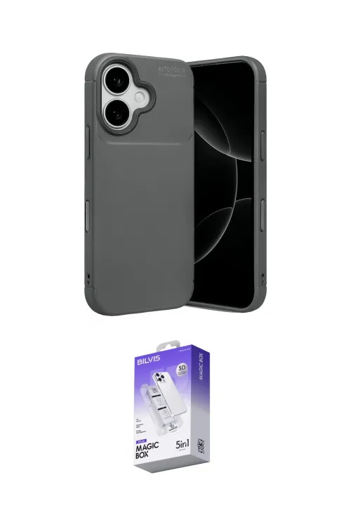 ieg™ iPhone 17 Kılıf Eksen Form Prime - Siyah Bilvis 5in1 3D Magic Cam Ekran Koruyucu