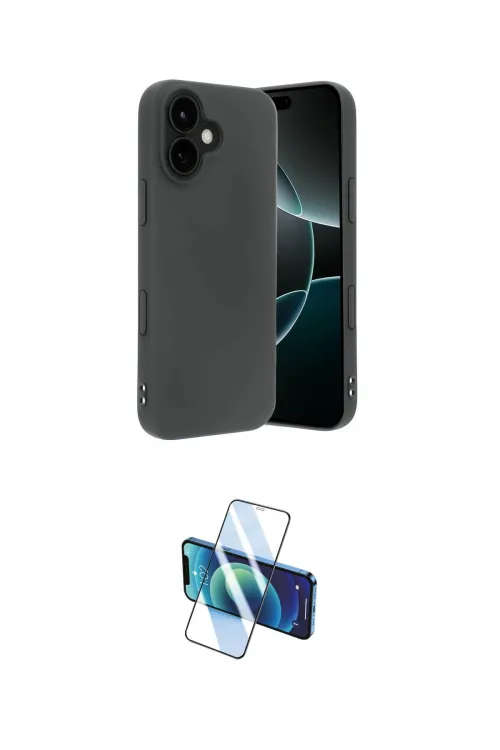 ieg™ iPhone 17 Kılıf Kozmos Yansıma Özel Seri - Siyah 3D Antistatik Cam Ekran Koruyucu
