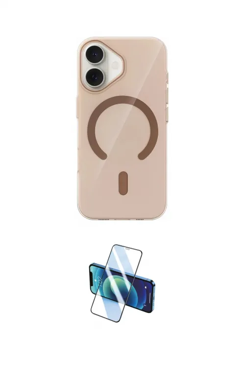 ieg™ iPhone 17 Kılıf Pusula Form Özel Seri - Siyah 3D Antistatik Cam Ekran Koruyucu