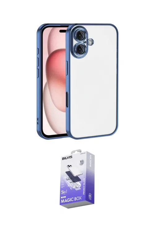 ieg™ iPhone 17 Kılıf Vadi Minimal - Siyah Bilvis 5in1 5D Magic Hayalet Cam Ekran Koruyucu