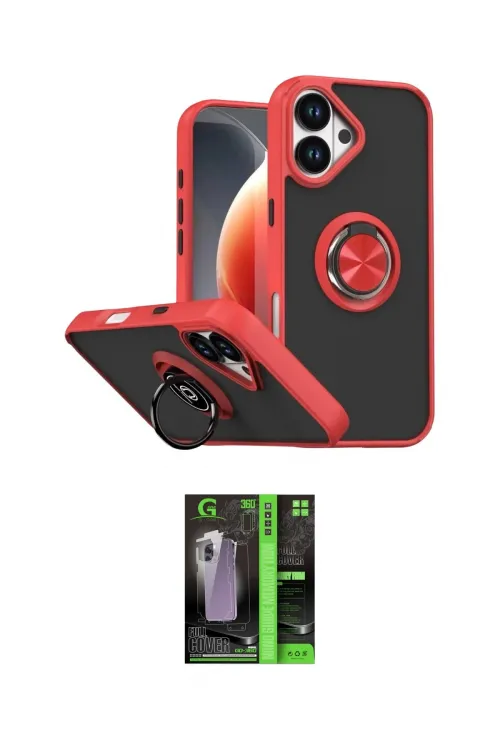 ieg™ iPhone 17 Kılıf Yörünge Çizgi - Siyah 360 Mat Full Body Arka Koruyucu