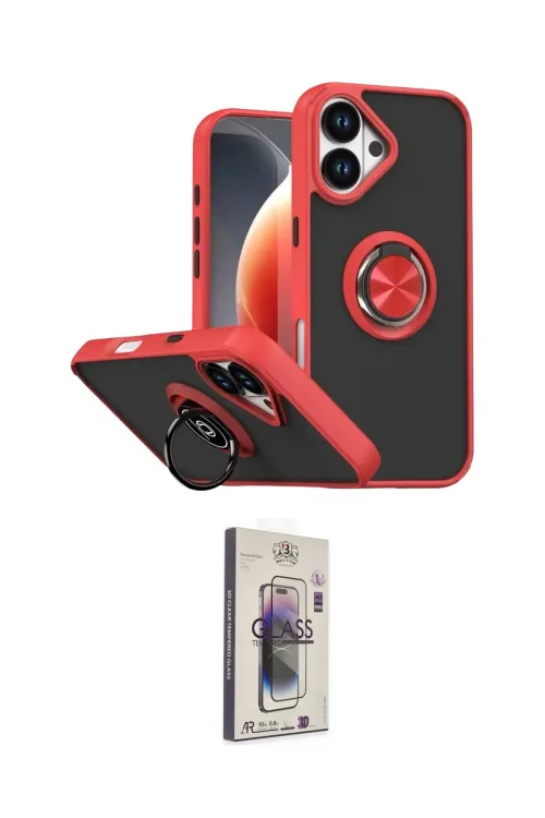 ieg™ iPhone 17 Kılıf Yörünge Çizgi - Siyah Bilvis 3D Cam Ekran Koruyucu