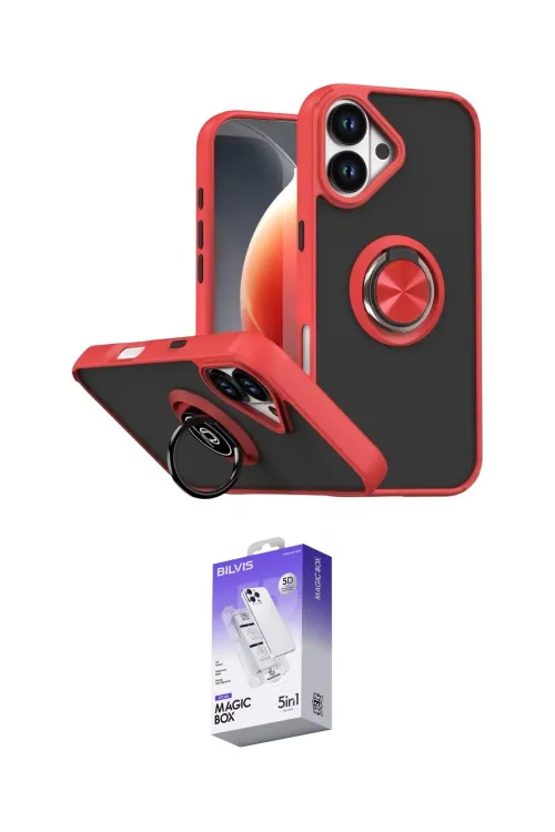 ieg™ iPhone 17 Kılıf Yörünge Çizgi - Siyah Bilvis 5in1 3D Magic Cam Ekran Koruyucu