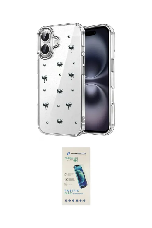ieg™ iPhone 17 Kılıf Yörünge Form - Şeffaf Pasifik Cam Ekran Koruyucu