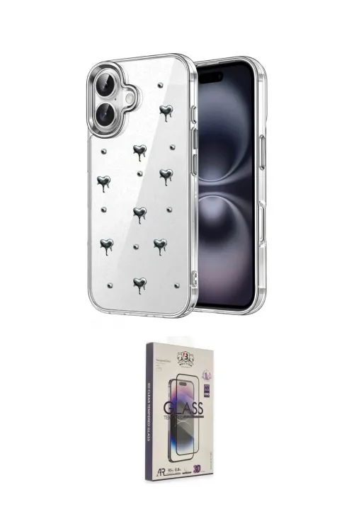 ieg™ iPhone 17 Kılıf Yörünge Form - Siyah Bilvis 3D Cam Ekran Koruyucu