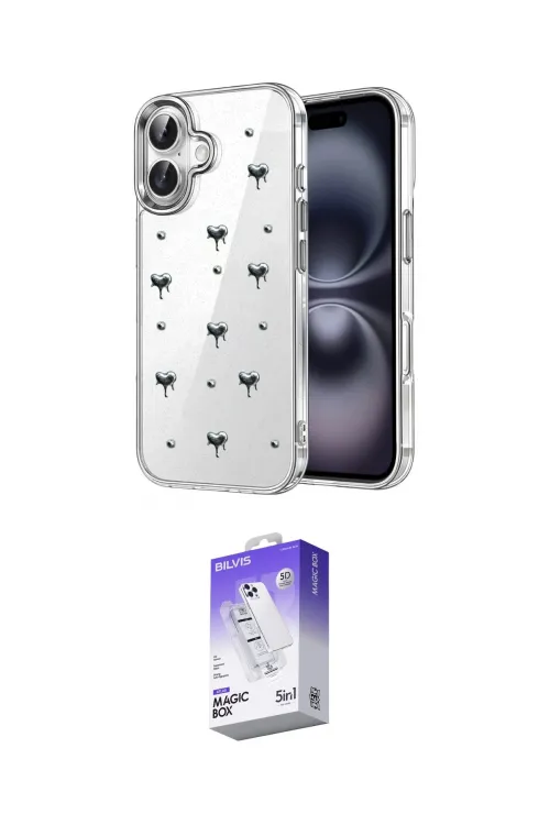ieg™ iPhone 17 Kılıf Yörünge Form - Siyah Bilvis 5in1 3D Magic Cam Ekran Koruyucu