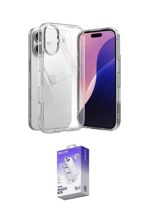 ieg™ iPhone 17 Kılıf Zirve Doku - Siyah Bilvis 5in1 3D Magic Cam Ekran Koruyucu