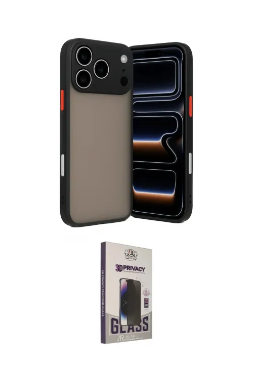 ieg™ iPhone 17 Pro Kılıf Ahenk Çizgi Serisi - Siyah Bilvis Hayalet Cam Ekran Koruyucu