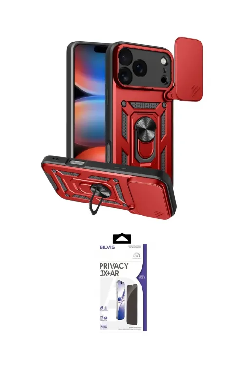 ieg™ iPhone 17 Pro Kılıf Ahenk Klasik - Siyah Bilvis 3X AR Hayalet Cam Ekran Koruyucu