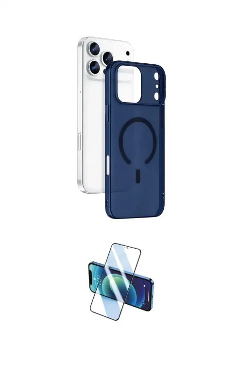 ieg™ iPhone 17 Pro Kılıf Ahenk Minimal Serisi - Siyah 3D Antistatik Cam Ekran Koruyucu