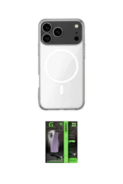 ieg™ iPhone 17 Pro Kılıf Ahenk Yansıma Prime - Şeffaf 360 Full Body Arka Koruyucu
