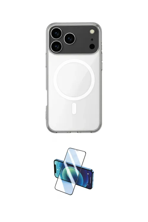 ieg™ iPhone 17 Pro Kılıf Ahenk Yansıma Prime - Siyah 3D Antistatik Cam Ekran Koruyucu