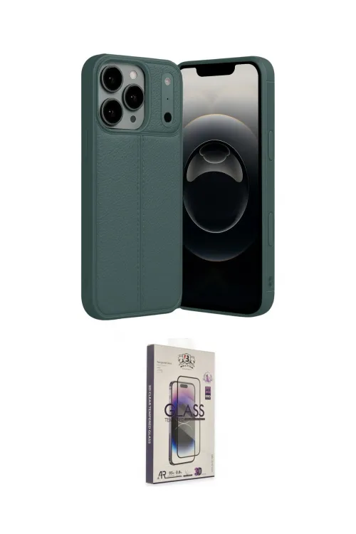 ieg™ iPhone 17 Pro Kılıf Doruk Klasik Özel Seri - Siyah Bilvis 3D Cam Ekran Koruyucu