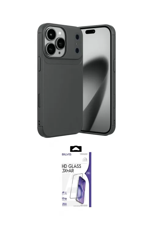 ieg™ iPhone 17 Pro Kılıf Eksen Form Prime - Siyah Bilvis 3X AR HD Cam Ekran Koruyucu