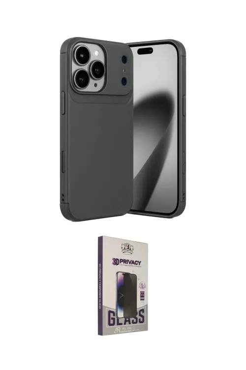 ieg™ iPhone 17 Pro Kılıf Eksen Form Prime - Siyah Bilvis Hayalet Cam Ekran Koruyucu