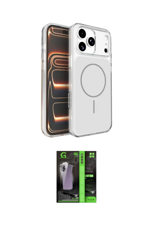 ieg™ iPhone 17 Pro Kılıf Kutup Doku Serisi - Şeffaf 360 Full Body Arka Koruyucu