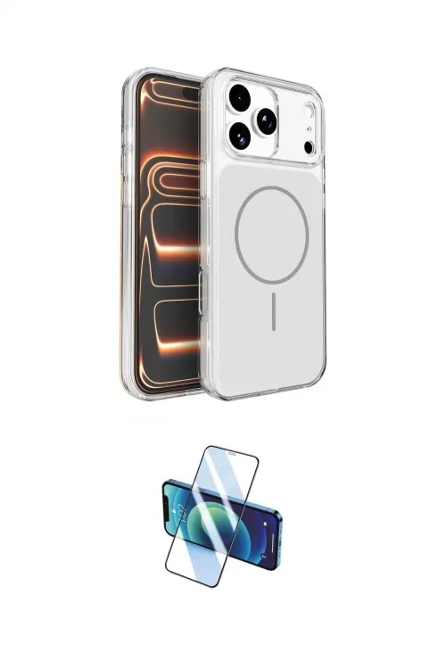 ieg™ iPhone 17 Pro Kılıf Kutup Doku Serisi - Siyah 3D Antistatik Cam Ekran Koruyucu