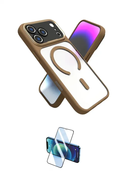 ieg™ iPhone 17 Pro Kılıf Nova Yansıma Serisi - Siyah 3D Antistatik Cam Ekran Koruyucu