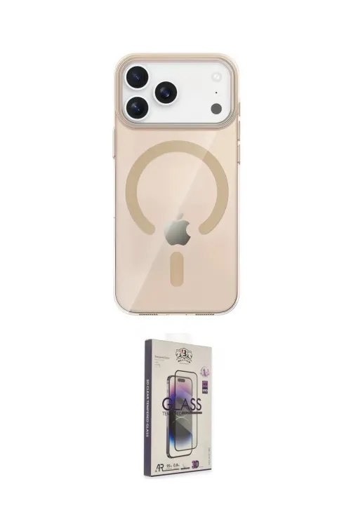 ieg™ iPhone 17 Pro Kılıf Pusula Form Özel Seri - Siyah Bilvis 3D Cam Ekran Koruyucu