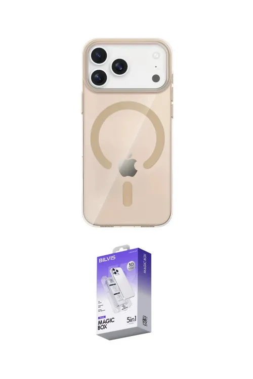 ieg™ iPhone 17 Pro Kılıf Pusula Form Özel Seri - Siyah Bilvis 5in1 3D Magic Cam Ekran Koruyucu