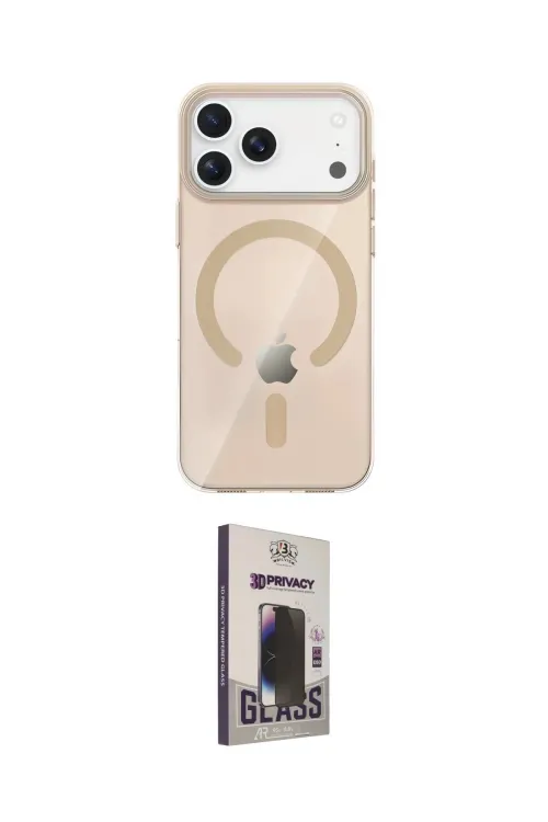 ieg™ iPhone 17 Pro Kılıf Pusula Form Özel Seri - Siyah Bilvis Hayalet Cam Ekran Koruyucu