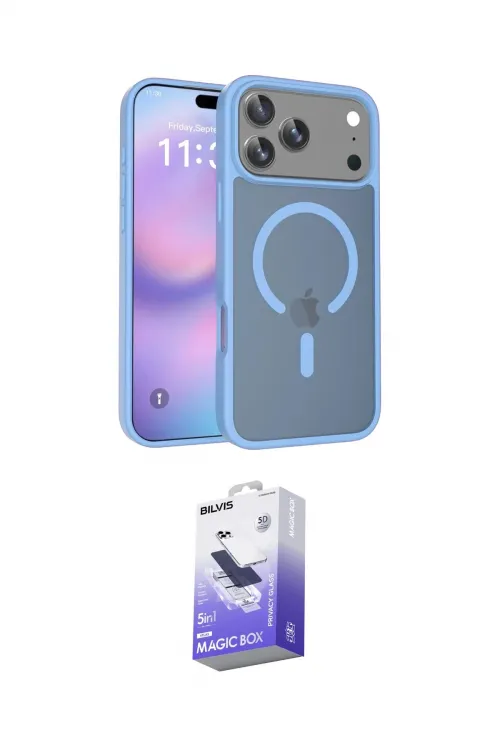 ieg™ iPhone 17 Pro Kılıf Siluet Minimal Prime - Siyah Bilvis 5in1 5D Magic Hayalet Cam Ekran Koruyucu