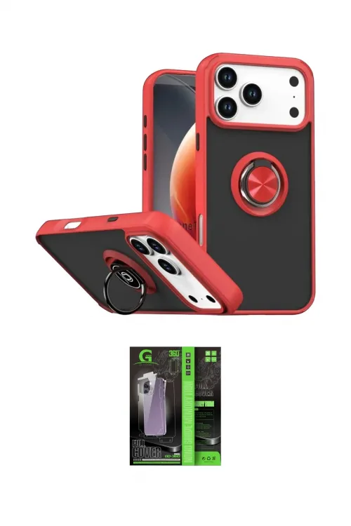 ieg™ iPhone 17 Pro Kılıf Yörünge Çizgi - Şeffaf 360 Full Body Arka Koruyucu