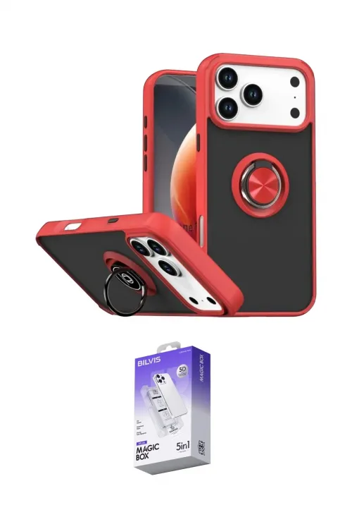 ieg™ iPhone 17 Pro Kılıf Yörünge Çizgi - Siyah Bilvis 5in1 3D Magic Cam Ekran Koruyucu