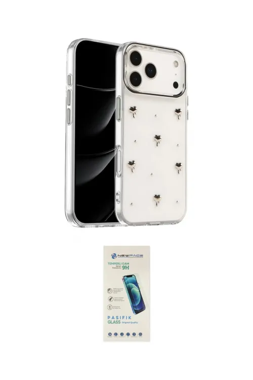 ieg™ iPhone 17 Pro Kılıf Yörünge Form - Şeffaf Pasifik Cam Ekran Koruyucu