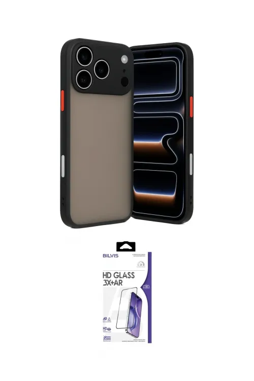 ieg™ iPhone 17 Pro Max Kılıf Ahenk Çizgi Serisi - Siyah Bilvis 3X AR HD Cam Ekran Koruyucu