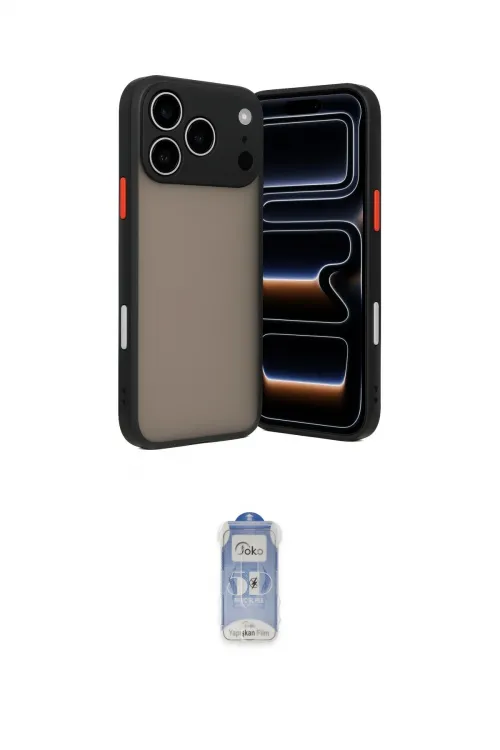 ieg™ iPhone 17 Pro Max Kılıf Ahenk Çizgi Serisi - Siyah Joko Magic 5D Cam