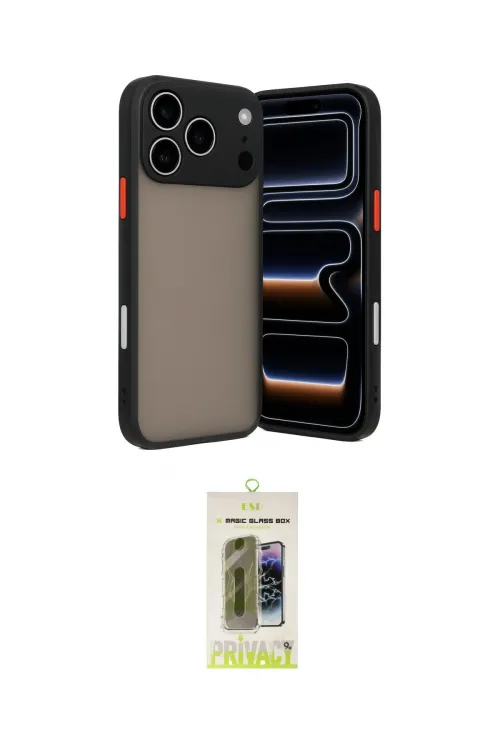 ieg™ iPhone 17 Pro Max Kılıf Ahenk Çizgi Serisi - Siyah Joko Magic 5D Hayalet Cam
