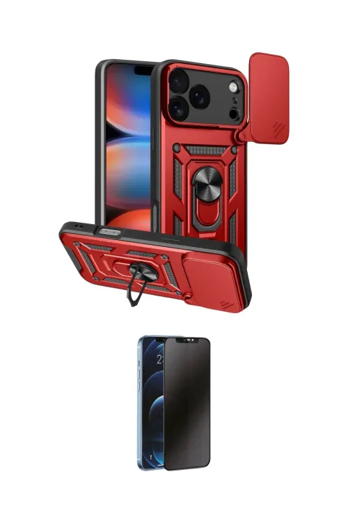 ieg™ iPhone 17 Pro Max Kılıf Ahenk Klasik - Siyah 3D Antistatik Hayalet Cam Ekran Koruyucu