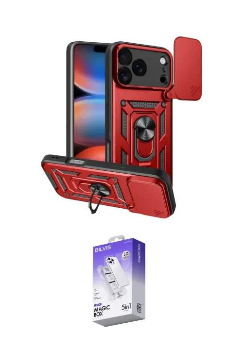 ieg™ iPhone 17 Pro Max Kılıf Ahenk Klasik - Siyah Bilvis 5in1 3D Magic Cam Ekran Koruyucu