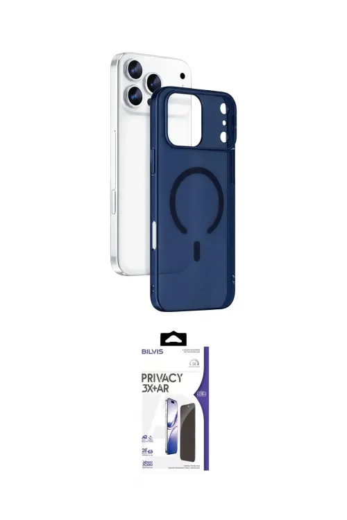 ieg™ iPhone 17 Pro Max Kılıf Ahenk Minimal Serisi - Siyah Bilvis 3X AR Hayalet Cam Ekran Koruyucu