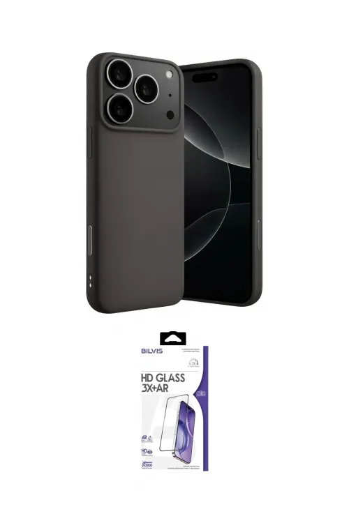 ieg™ iPhone 17 Pro Max Kılıf Ahenk Serisi - Siyah Bilvis 3X AR HD Cam Ekran Koruyucu