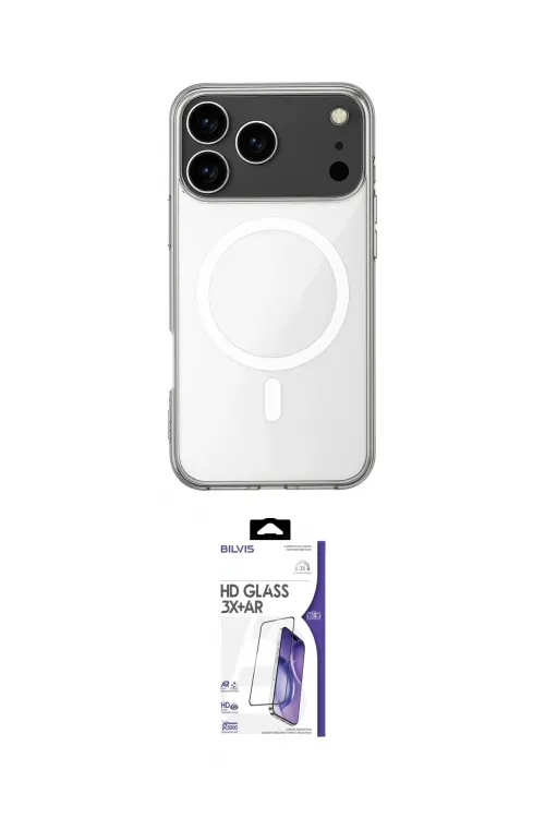 ieg™ iPhone 17 Pro Max Kılıf Ahenk Yansıma Prime - Siyah Bilvis 3X AR HD Cam Ekran Koruyucu