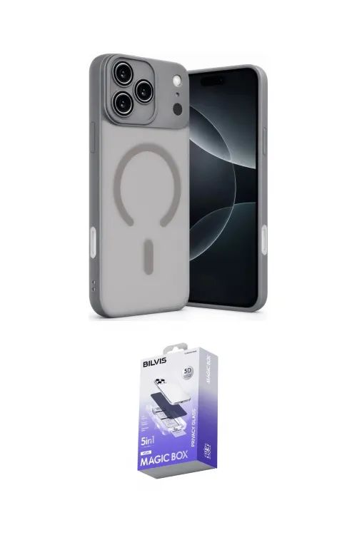 ieg™ iPhone 17 Pro Max Kılıf Çekirdek Klasik Özel Seri - Siyah Bilvis 5in1 5D Magic Hayalet Cam Ekran Koruyucu