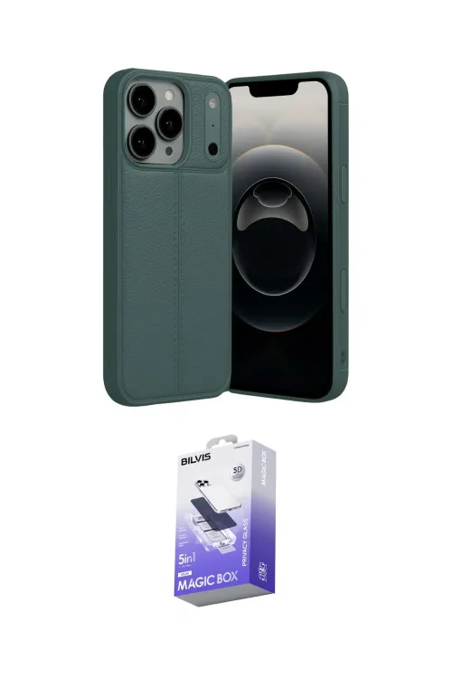 ieg™ iPhone 17 Pro Max Kılıf Doruk Klasik Özel Seri - Siyah Bilvis 5in1 5D Magic Hayalet Cam Ekran Koruyucu