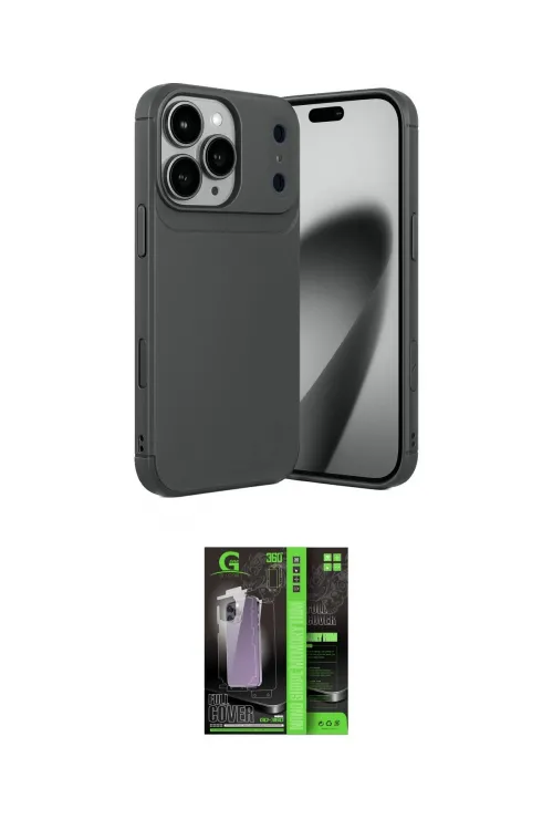ieg™ iPhone 17 Pro Max Kılıf Eksen Form Prime - Siyah 360 Mat Full Body Arka Koruyucu