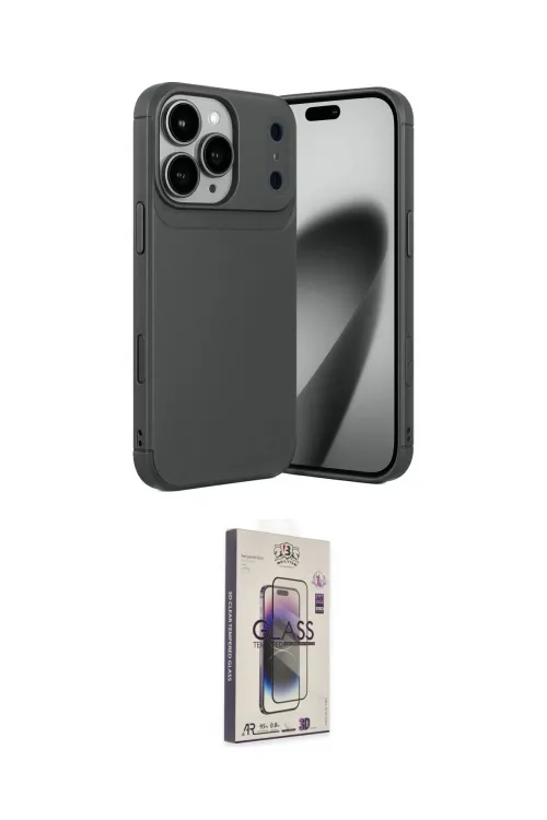 ieg™ iPhone 17 Pro Max Kılıf Eksen Form Prime - Siyah Bilvis 3D Cam Ekran Koruyucu