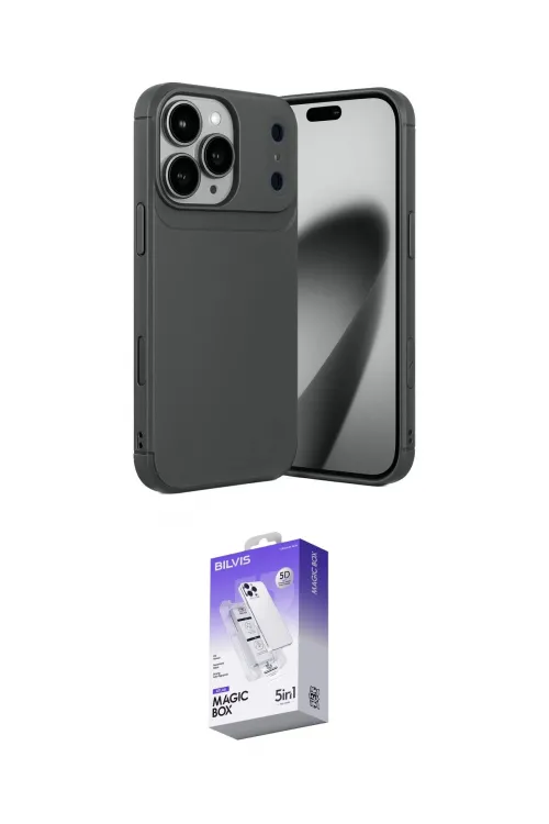 ieg™ iPhone 17 Pro Max Kılıf Eksen Form Prime - Siyah Bilvis 5in1 3D Magic Cam Ekran Koruyucu