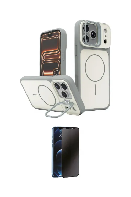 ieg™ iPhone 17 Pro Max Kılıf İz Modern Prime - Siyah 3D Antistatik Hayalet Cam Ekran Koruyucu