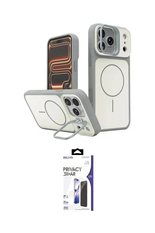 ieg™ iPhone 17 Pro Max Kılıf İz Modern Prime - Siyah Bilvis 3X AR Hayalet Cam Ekran Koruyucu