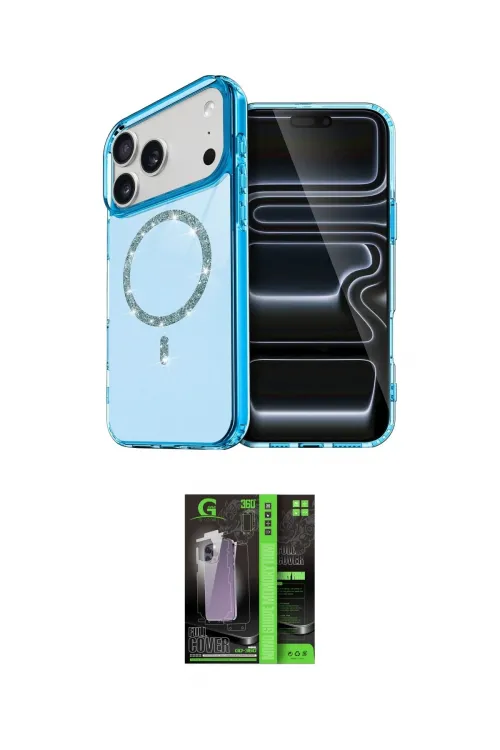 ieg™ iPhone 17 Pro Max Kılıf Kıvılcım Form Prime - Şeffaf 360 Full Body Arka Koruyucu