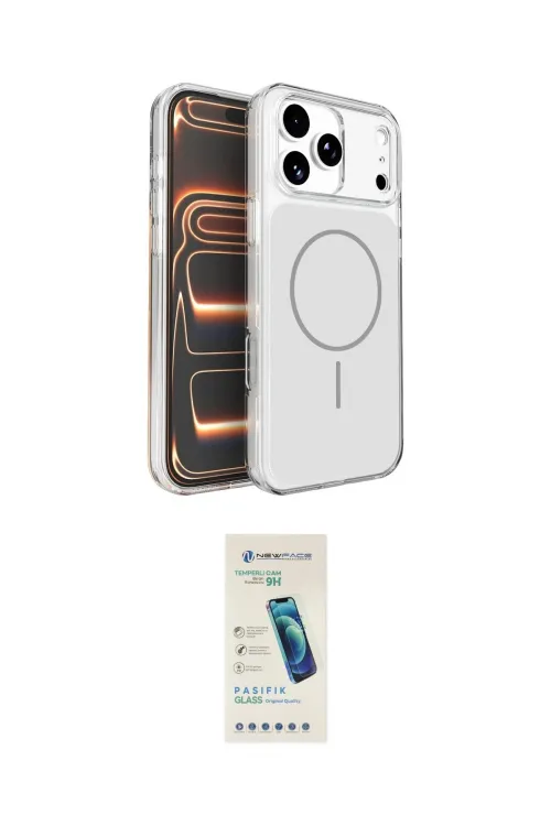 ieg™ iPhone 17 Pro Max Kılıf Kutup Doku Serisi - Şeffaf Pasifik Cam Ekran Koruyucu